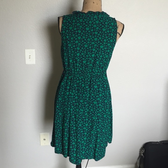 Old Navy XS Ruffled Heart Print Dress Green Navy - Picture 5 of 5